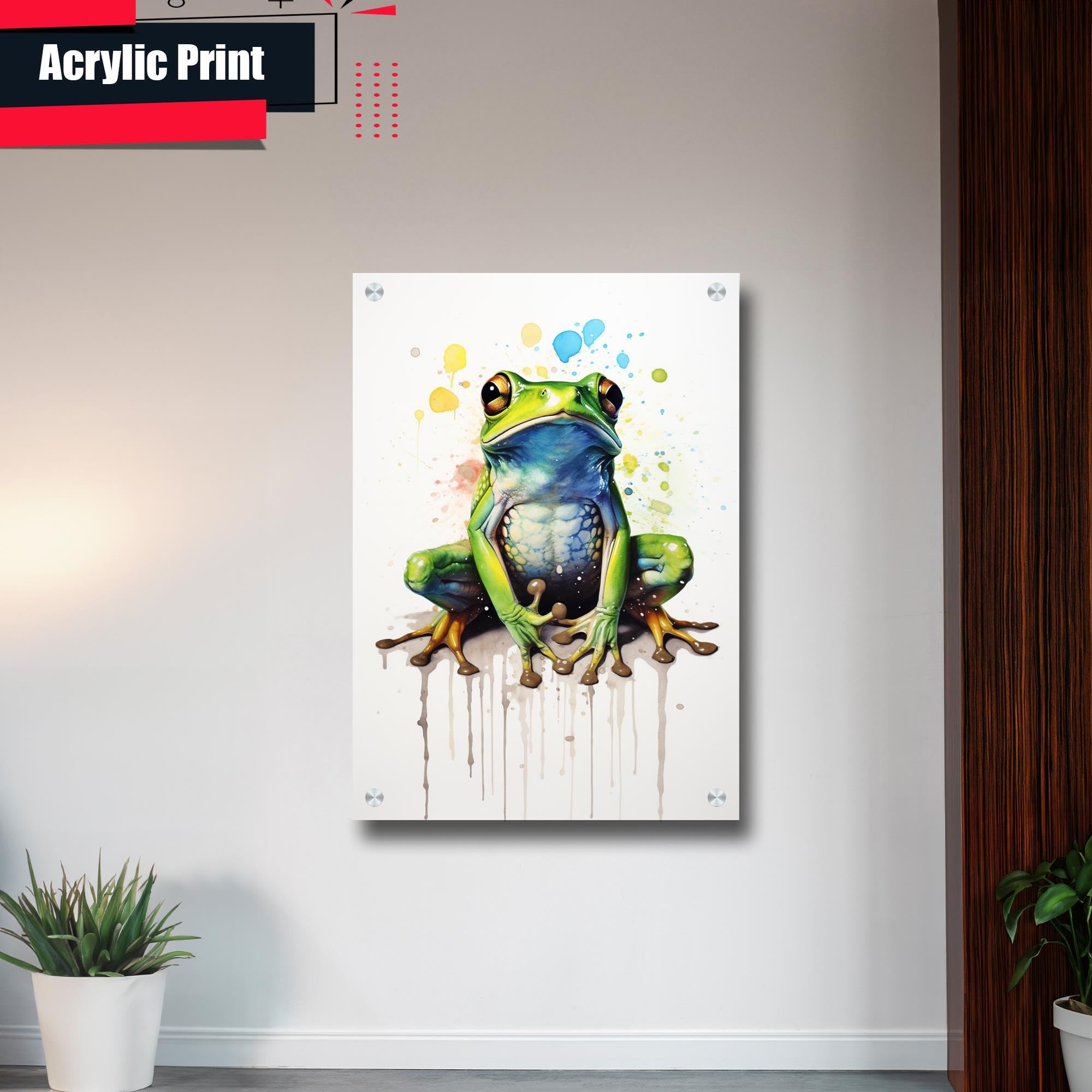 Amazon.com: Green Frog Art Print, Abstract Watercolor Animal Wall